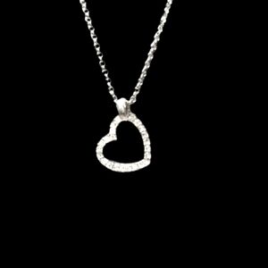 Cubic Zirconia Tilted Side Heart Necklace